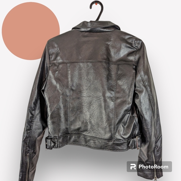 Jacket faux leather biker black - Picture 2 of 3